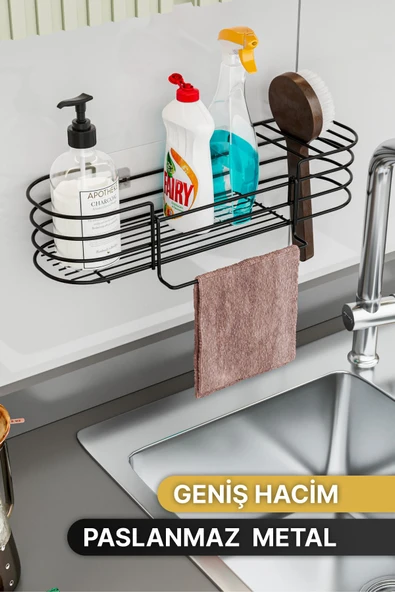 Bino Mutfak Düzenleyici Banyo Düzenleyici Organizer Mutfak Dolabı 3 Fonksiyonlu Siyah Mat Bulaşıklık - 2