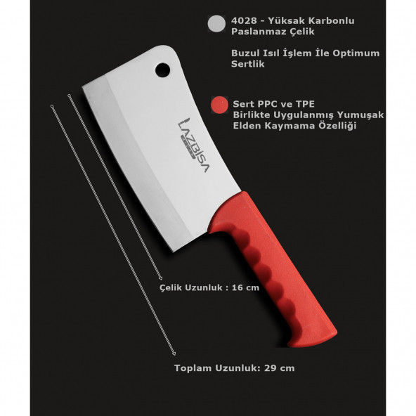 LAZBİSA Mutfak Bıçak Seti Tavuk Kuzu Kemik Satır Zırh - 4
