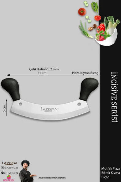 LAZBİSA İncisive Serisi Mutfak Bıçak Börek Bıçağı Pizza Pide Bıçağı Kıyma Bıçağı Günlük Kullanım ( Mft-531) - 2