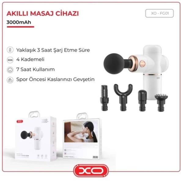 4 Hız Ayarlı 4 Başlıklı Şarjlı 3000 Mah Bataryalı Boyun Ense Bacak Vücut Masaj Aleti FG01 - 4