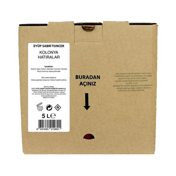 Eyüp Sabri Tuncer Hatıralar Kolonyası 5 lt ürün görseli