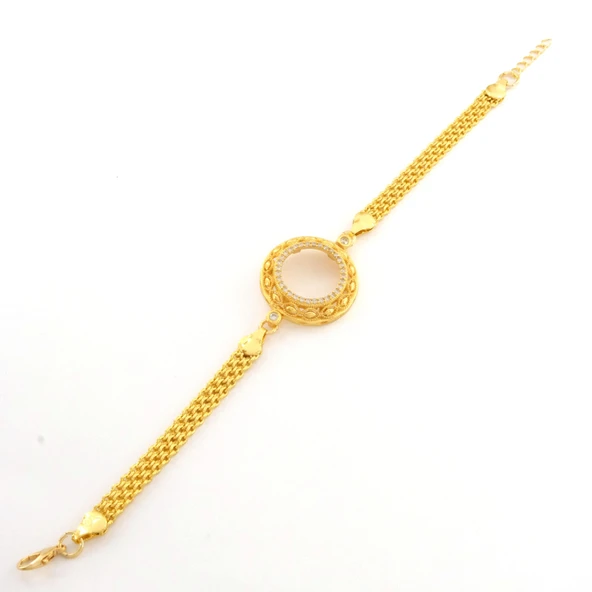 Çeyrek Altın Çerçeve Bileklik Çelik Altın Kaplama İşlemeli BLK-1096 - Resim 3