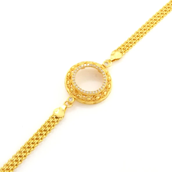 Çeyrek Altın Çerçeve Bileklik Çelik Altın Kaplama İşlemeli BLK-1096 - Resim 2