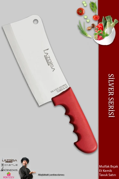 Lazbisa Silver Serisi Et Kemik Tavuk Satırı Mutfak Bıçak Satırı ( Mft-122 )