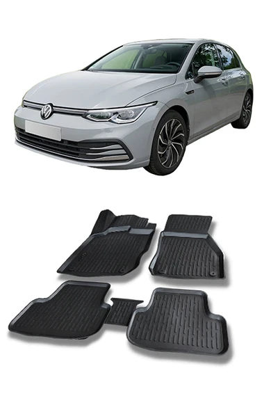 VW Golf 8 (Manual Vites) 2019-2023 Arası 3d Havuzlu Araca Özel Paspas Takımı