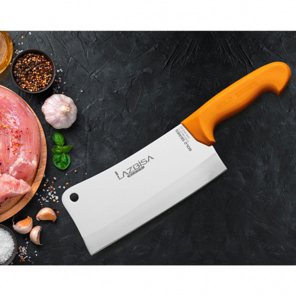 LAZBİSA Mutfak Bıçak Seti Satır Kuzu Tavuk Kemik Kırma Gold Serisi