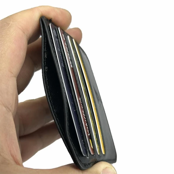 Hakiki Deri 8 Gözlü Kartlık Siyah - Resim 3