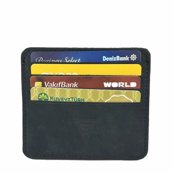 Hakiki Deri 8 Gözlü Kartlık Süet Siyah ürün görseli 1