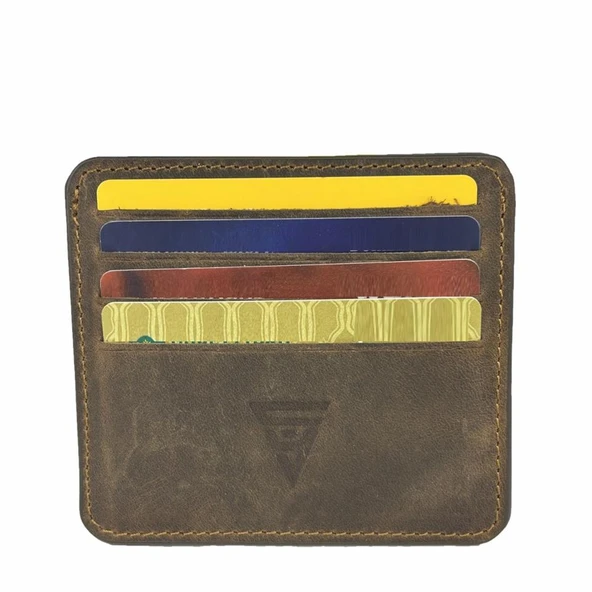 Hakiki Deri 8 Gözlü Kartlık Crazy Kahve - Resim 3