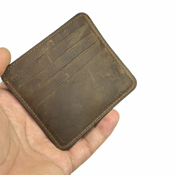 Hakiki Deri 8 Gözlü Kartlık Crazy Kahve ürün görseli 1