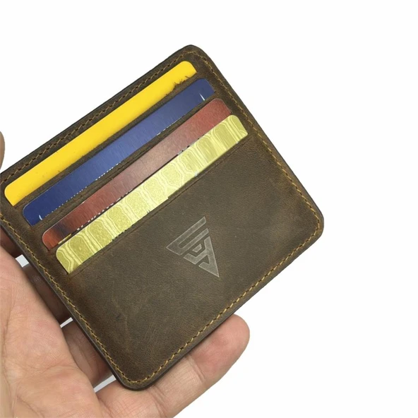 Hakiki Deri 8 Gözlü Kartlık Crazy Kahve - Resim 2