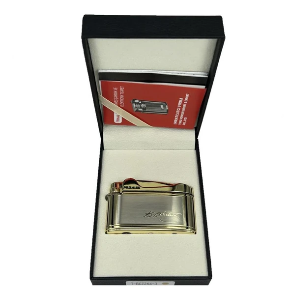 Atatürk Imzalı Gazlı Çakmak Altın Renk - Resim 3