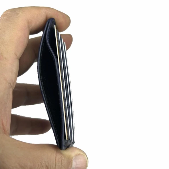 Hakiki Deri 8 Gözlü Kartlık Koyu Lacivert - Resim 2