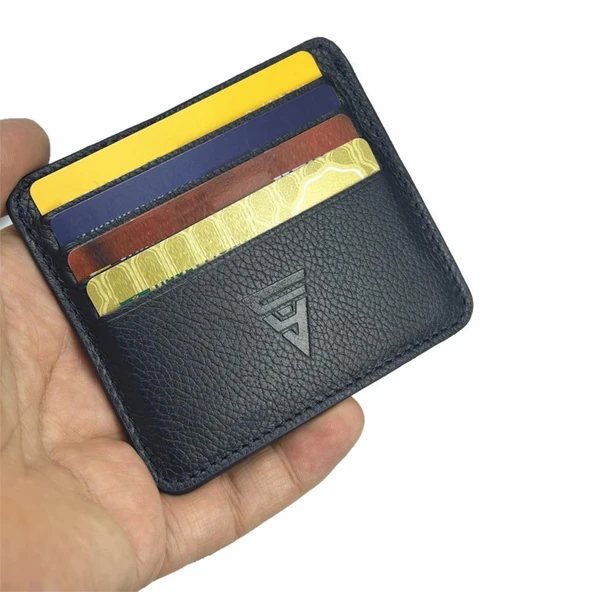 Hakiki Deri 8 Gözlü Kartlık Koyu Lacivert - Resim 3