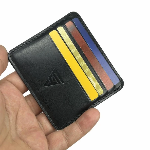 Hakiki Deri 8 Gözlü Kartlık Siyah - Resim 4