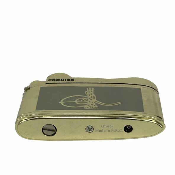 Osmanlı Tuğralı Gazlı Çakmak Altın Renk - Resim 2