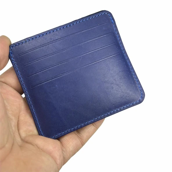 Hakiki Deri 8 Gözlü Kartlık Lacivert - Resim 4