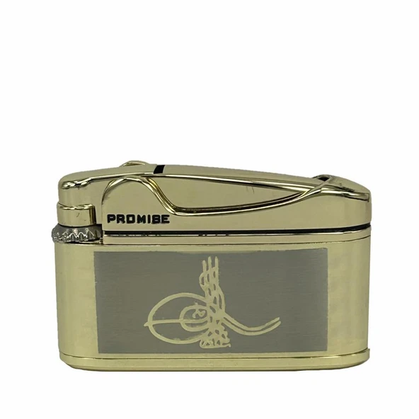 Osmanlı Tuğralı Gazlı Çakmak Altın Renk ürün görseli 1