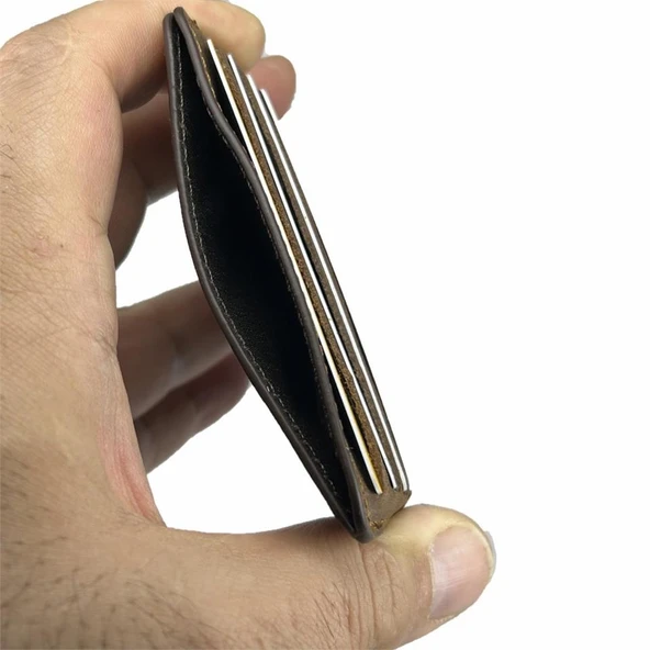 Hakiki Deri 8 Gözlü Kartlık Crazy Kahve - Resim 4