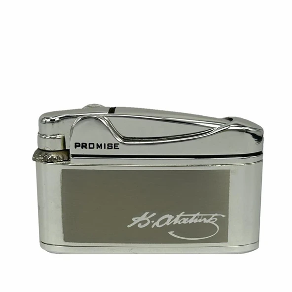 Atatürk Imzalı Gazlı Çakmak Gümüş Renk ürün görseli 1