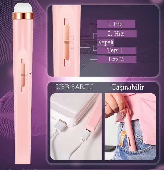 5in1 Manikür & Pedikür Set Pembe - Şarjlı - 2