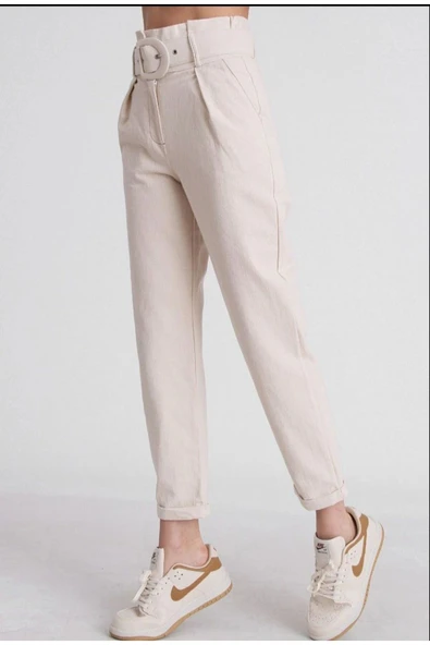 Kemerli Boyfriend Kot Pantolon - 2