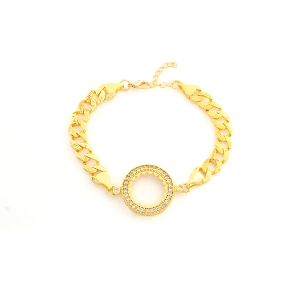 Çeyrek Altın Çerçeve Bileklik Çelik Altın Kaplama Figaro Model BLK-1078 ürün görseli