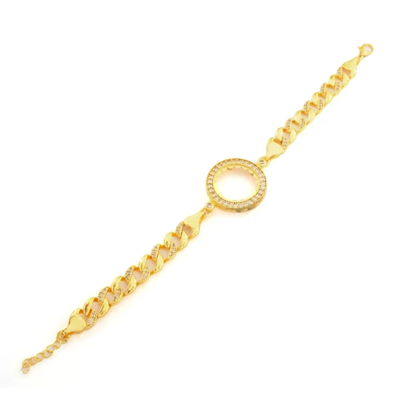 Çeyrek Altın Çerçeve Bileklik Çelik Altın Kaplama Figaro Model BLK-1069 - Resim 4