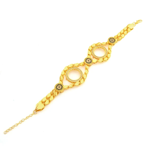 İki Çeyrekli Çerçeve Bileklik Çelik Altın Kaplama BLK-1071 - Resim 2