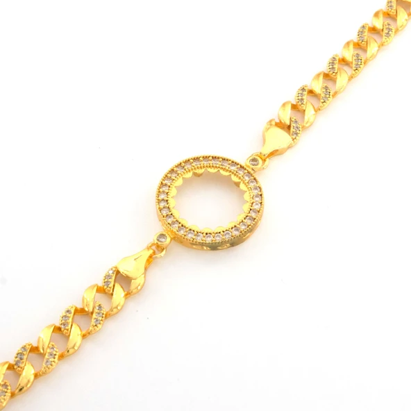 Çeyrek Altın Çerçeve Bileklik Çelik Altın Kaplama Figaro Model BLK-1069 - Resim 2