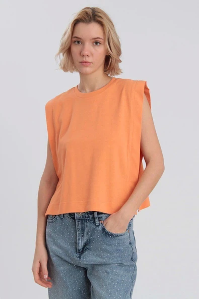 Crop Detaylı Oversize Basic Bluz