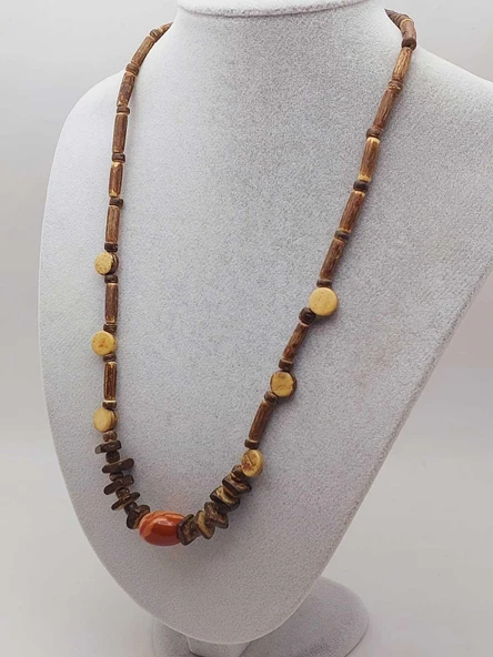 Ahşap & Jasper Tasarım Unisex Otantik Kolye (56104) - Resim 4