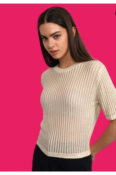 Ajurlu Oversize Triko T-Shirt