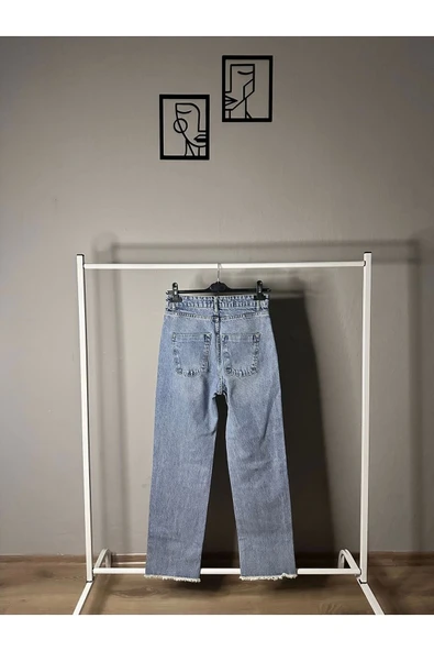 Yüksek Bel Paça Detaylı Mom Jeans - 2