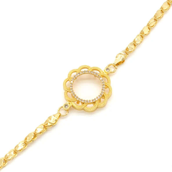 Çeyrek Altın Çerçeve Bileklik Çelik Altın Kaplama Çiçek Arpa Model BLK-1113 - Resim 3