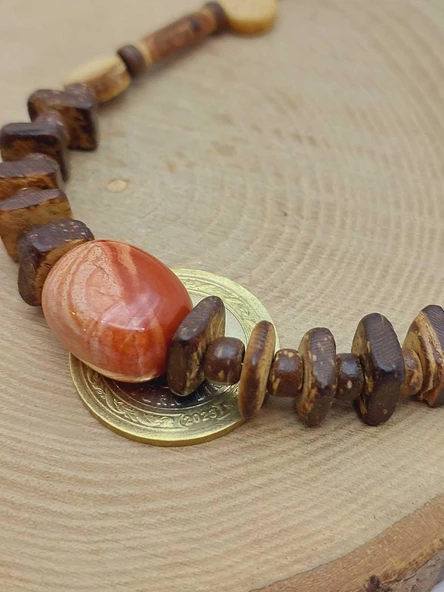 Ahşap & Jasper Tasarım Unisex Otantik Kolye (56104) - Resim 6