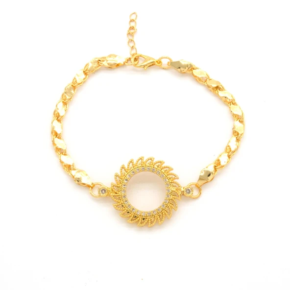 Çeyrek Altın Çerçeve Bileklik Çelik Altın Kaplama Güneş Model BLK-1118 ürün görseli