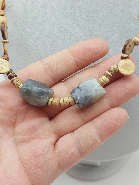 Ahşap & Rutil Kuvars Tasarım Unisex Otantik Kolye (56102) - 7