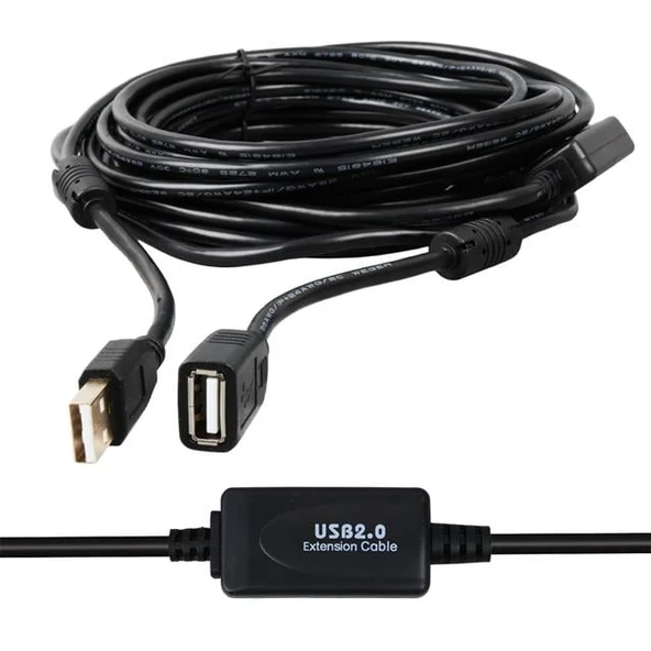 Powermaster PM-11955 Usb 2.0 Siyah Chipset 10 Metre Usb Uzatma Kablosu - Resim 5