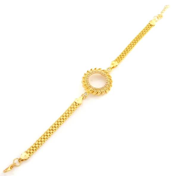 Çeyrek Altın Çerçeve Bileklik Çelik Altın Kaplama Güneş Model BLK-1084 - Resim 4