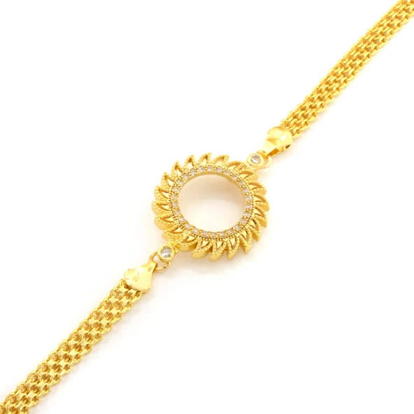 Çeyrek Altın Çerçeve Bileklik Çelik Altın Kaplama Güneş Model BLK-1084 - Resim 3