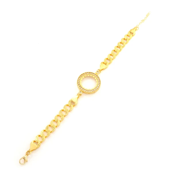 Çeyrek Altın Çerçeve Bileklik Çelik Altın Kaplama Figaro Model BLK-1078 - Resim 4