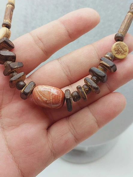 Ahşap & Jasper Tasarım Unisex Otantik Kolye (56104) - Resim 3