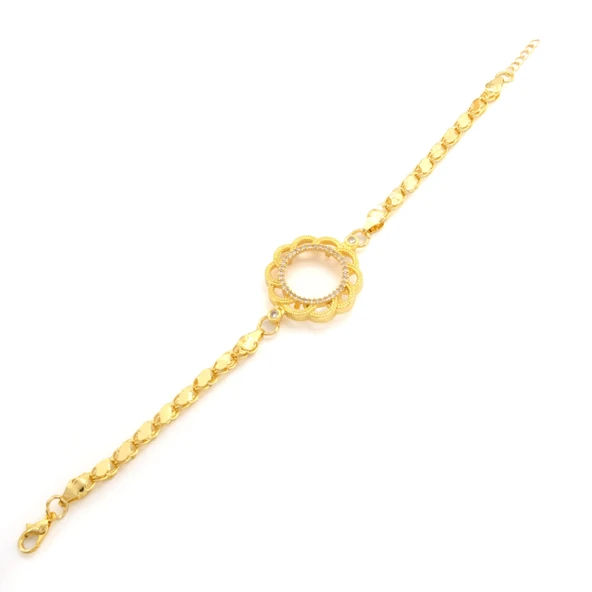 Çeyrek Altın Çerçeve Bileklik Çelik Altın Kaplama Çiçek Arpa Model BLK-1113 - Resim 4