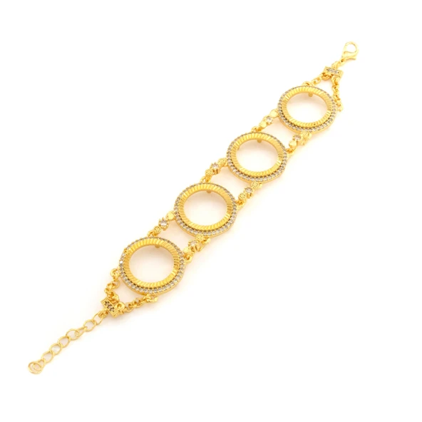 Dört Çeyrekli Çerçeve Bileklik Çelik Altın Kaplama BLK-1090 - Resim 3