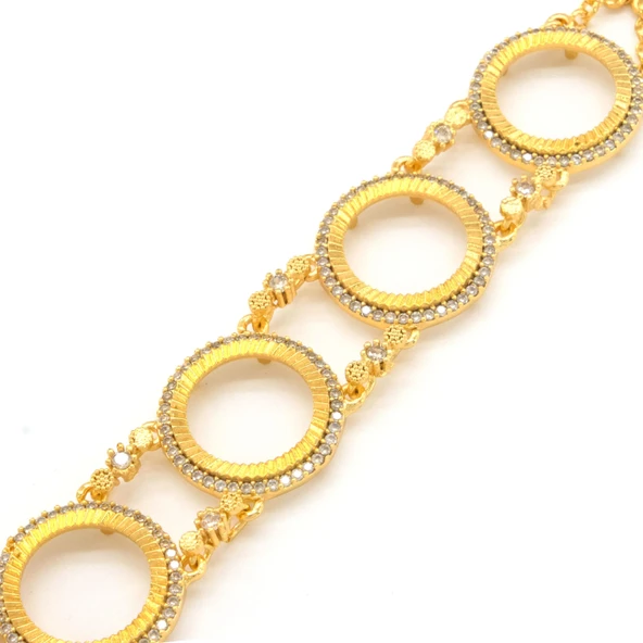 Dört Çeyrekli Çerçeve Bileklik Çelik Altın Kaplama BLK-1090 ürün görseli