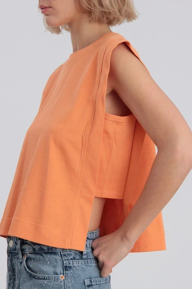 Crop Detaylı Oversize Basic Bluz - 2