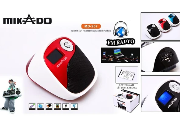 Mikado MD-207 | USB + Micro SD + FM Radyo + Ses Kayıtlı Mini Speaker - 5