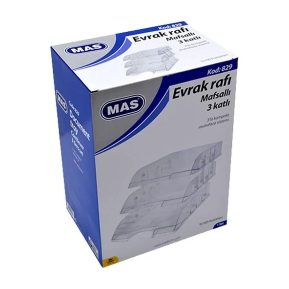 Mas Evrak Rafı Hareketli Plastik 3 Lü Şeffaf 829 - 3