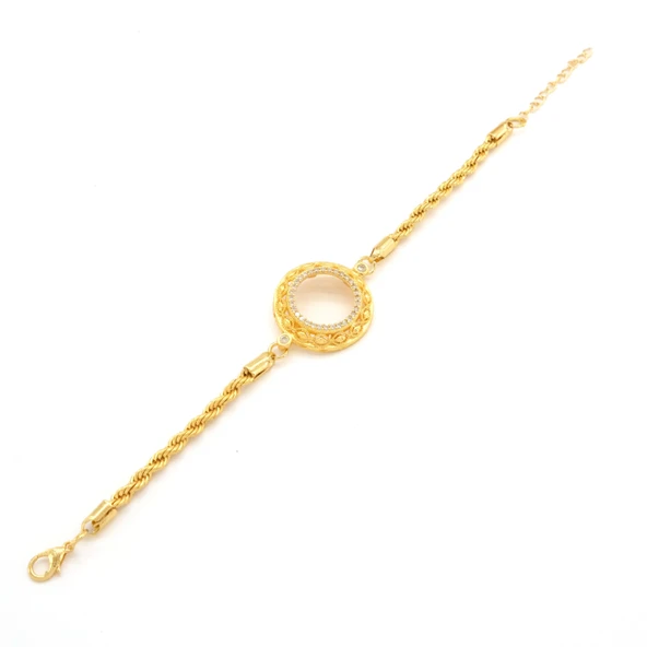 Çeyrek Altın Çerçeve Bileklik Çelik Altın Kaplama İşlemeli Burgu Model BLK-1075 - Resim 4